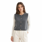 Gilet sans manche boutonné automne femme - Gris foncé
