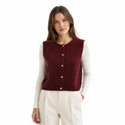 Gilet sans manche boutonné automne femme - Angora rouge