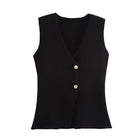 Gilet sans manche boutonné automne femme - Noir
