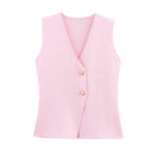 Gilet sans manche boutonné automne femme - Rose