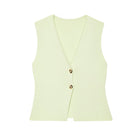 Gilet sans manche boutonné automne femme - jaune-vert