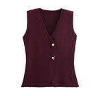 Gilet sans manche boutonné automne femme - Violet