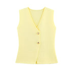 Gilet sans manche boutonné automne femme - Jaune