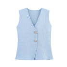 Gilet sans manche boutonné automne femme - bleu clair