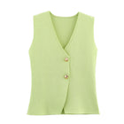 Gilet sans manche boutonné automne femme - vert clair d6