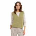 Gilet Cardigan sans manche en maille Col en V - vert