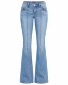 Jean Bootcut Femme - Taille Basse Effet Déchiré - Clair