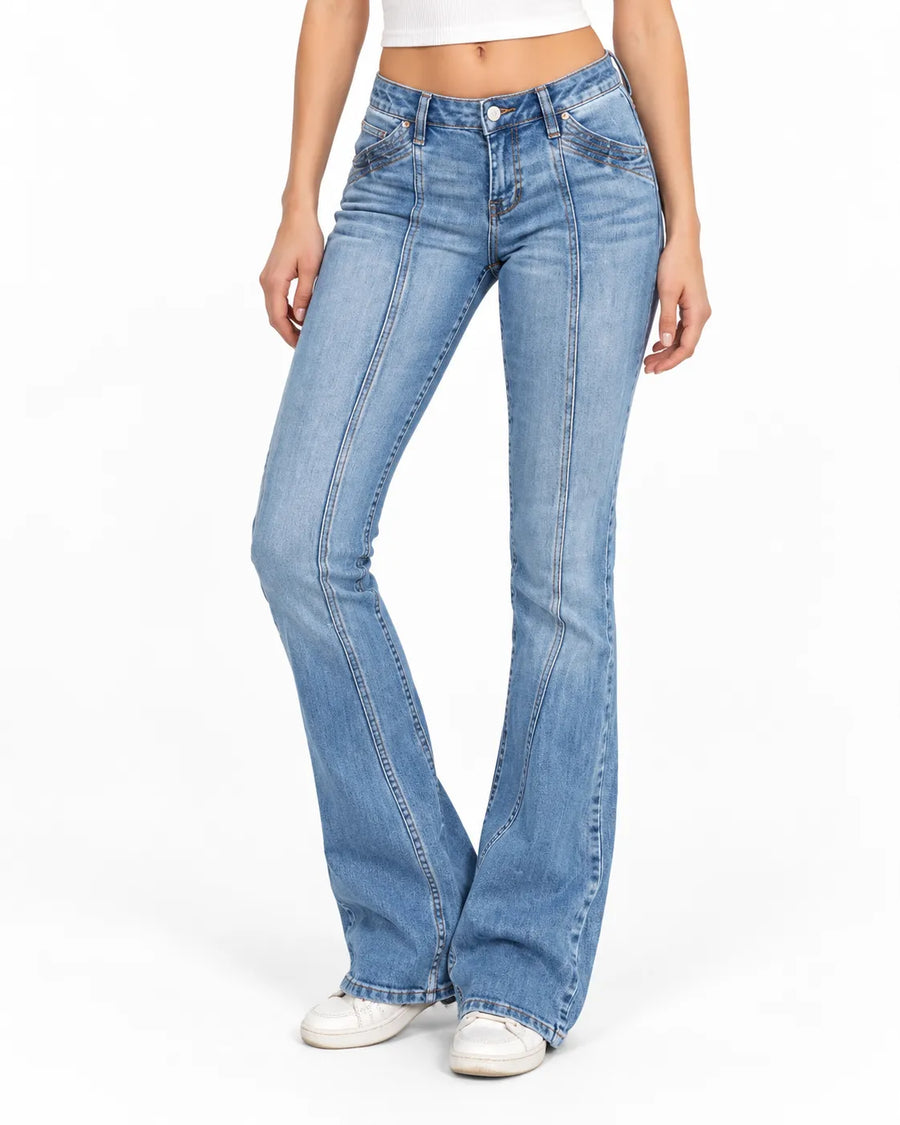 Jean Bootcut Femme Taille Basse Effet Déchiré