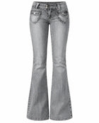 Jean Bootcut Femme - Taille Basse Très Extensible - Gris
