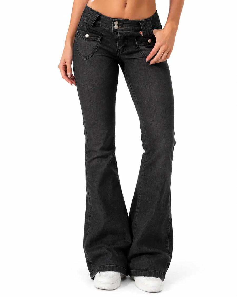 Jean Bootcut Femme Taille Basse Très Extensible