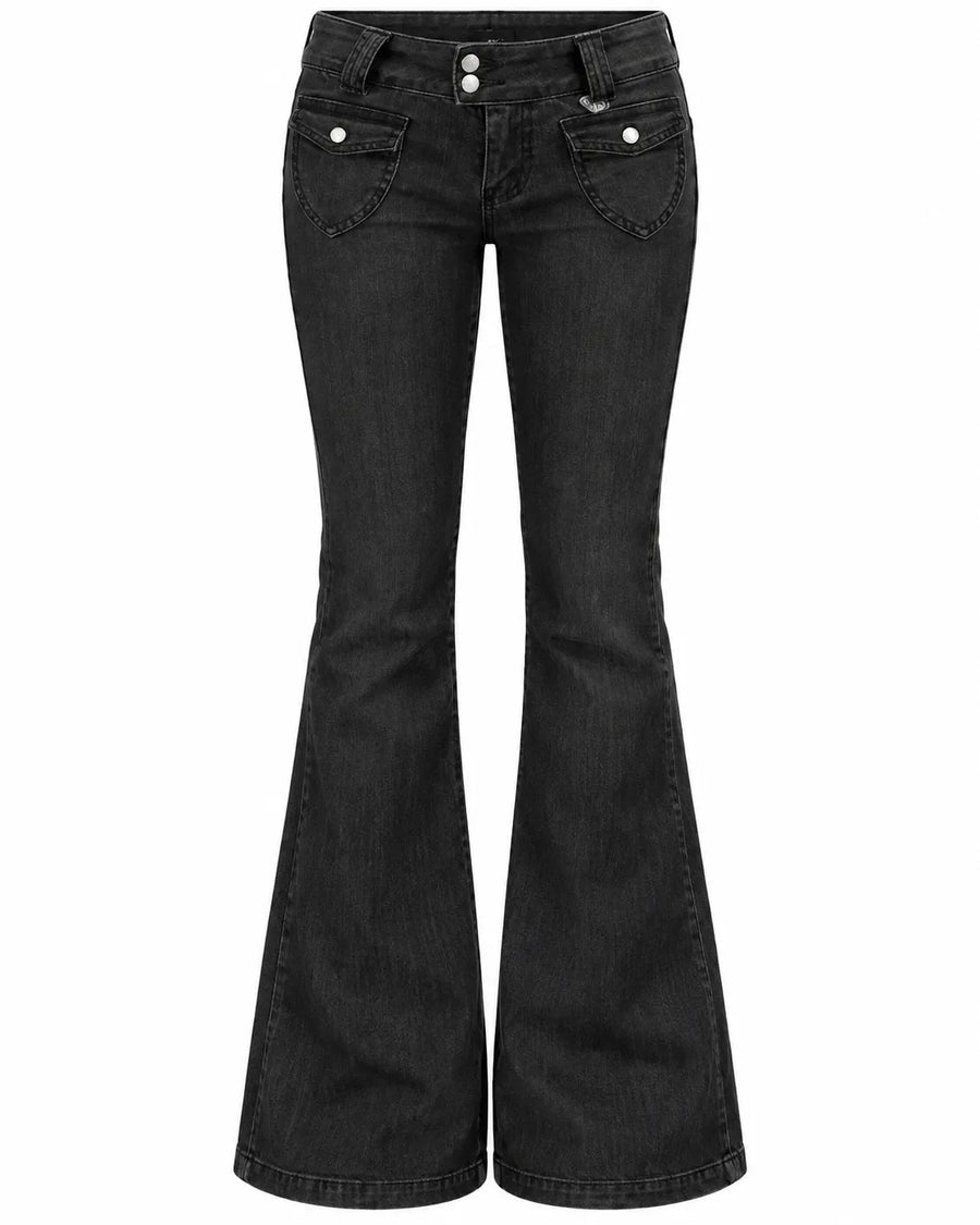 Jean Bootcut Femme Taille Basse Très Extensible