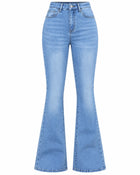 Jean Bootcut Femme - Taille Haute Coupe Ajustée - Bleu clair