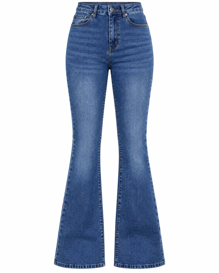 Jean Bootcut Femme Taille Haute Coupe Ajustée