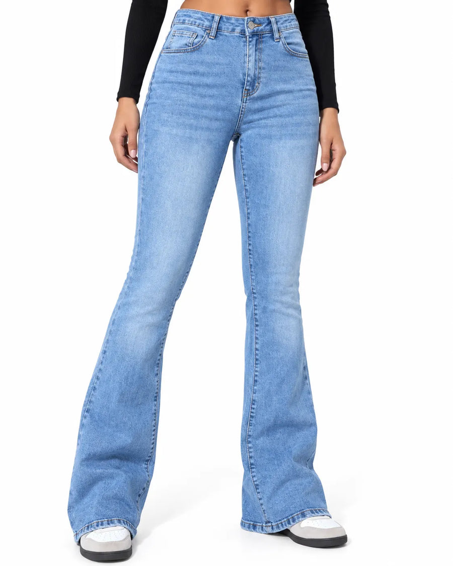 Jean Bootcut Femme Taille Haute Coupe Ajustée