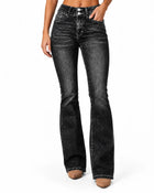 Jean Bootcut Femme - Taille Haute Délavé Léger - Noir
