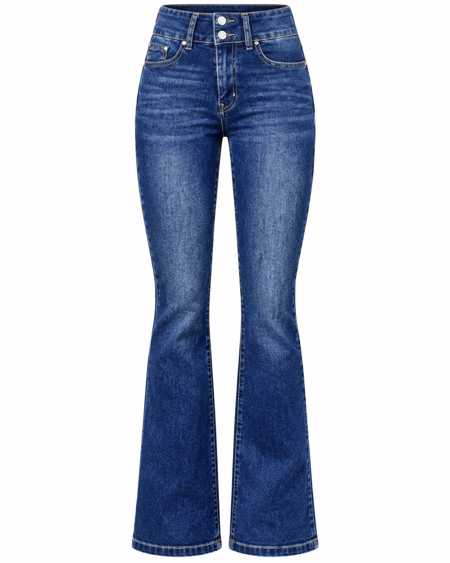 Jean Bootcut Femme Taille Haute Délavé Léger