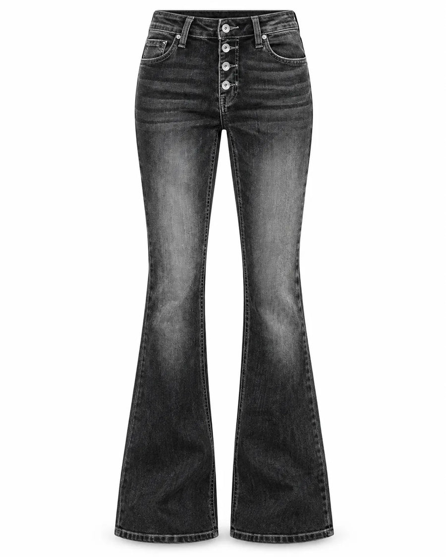 Jean Bootcut Femme Taille Haute Multi-Boutons
