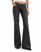 Jean Bootcut Femme Gris - Taille Mi-Haute Slim - Noir
