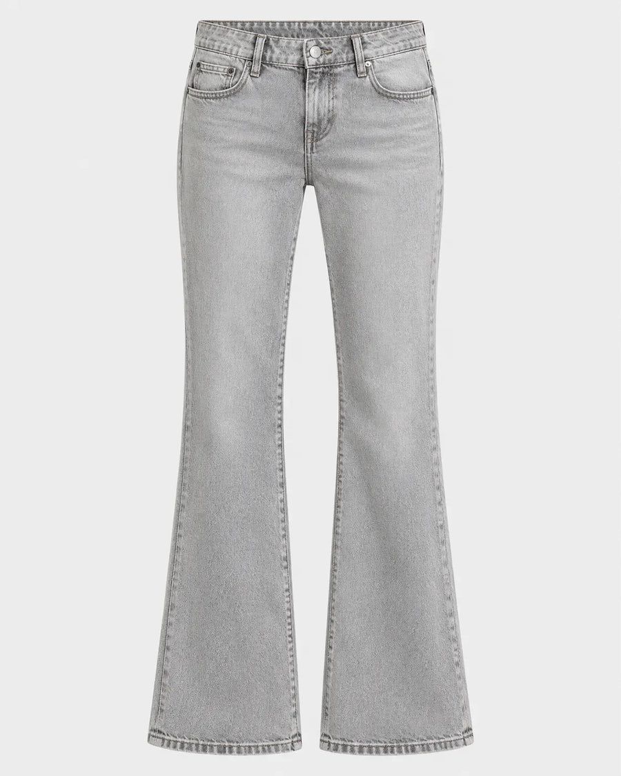 Jean Bootcut Femme Taille Mi-Haute Gris Slim