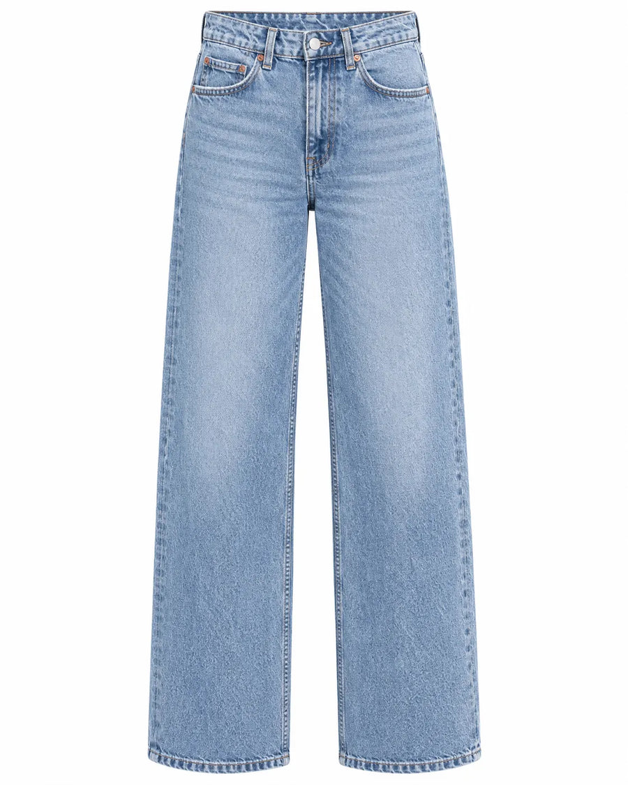 Jean Large Femme Longueur Sol Coupe Fluide