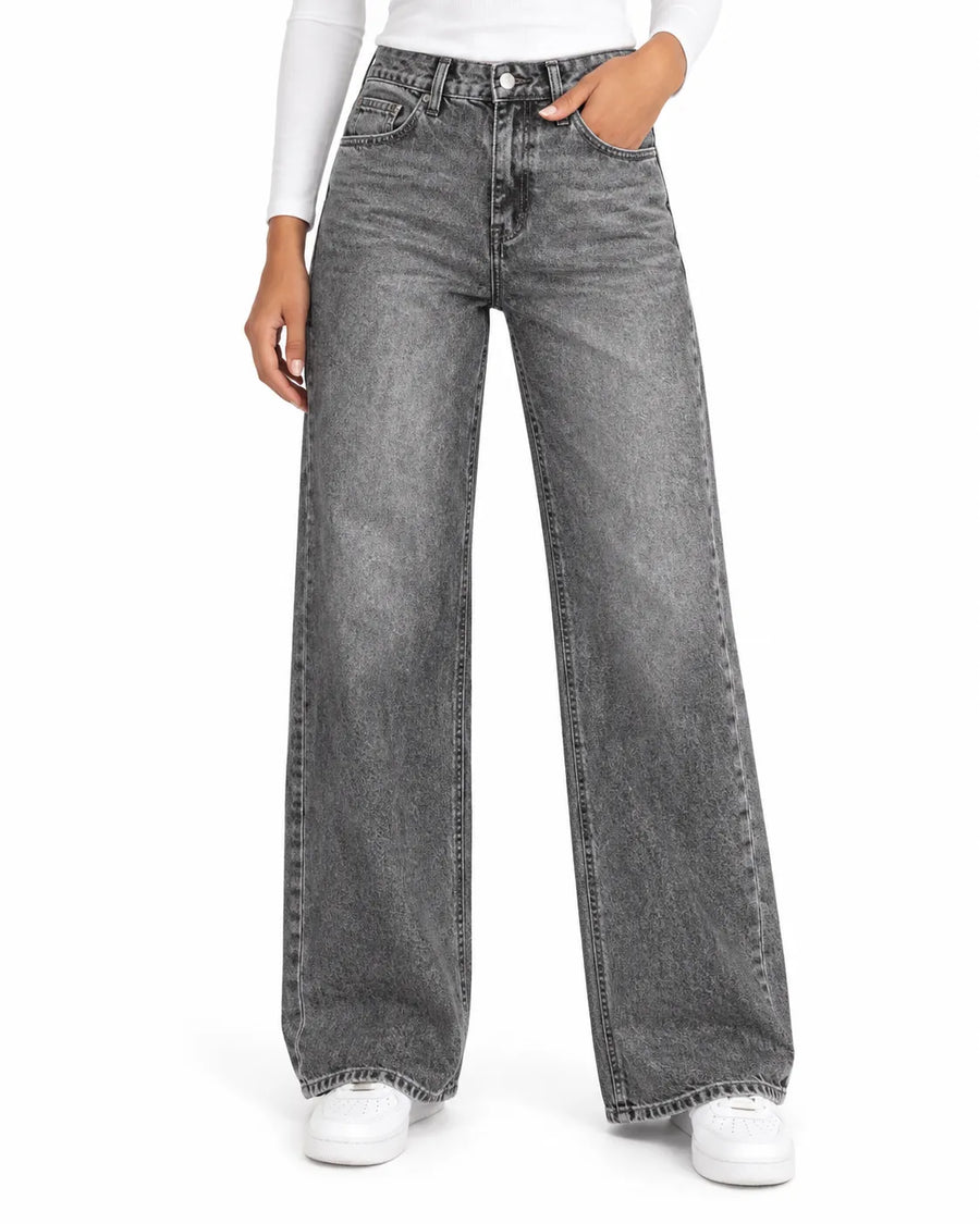 Jean Large Femme Longueur Sol Coupe Fluide