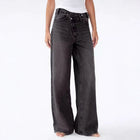Jean Large Femme - Style Y2K Coupe Irrégulière - Noir