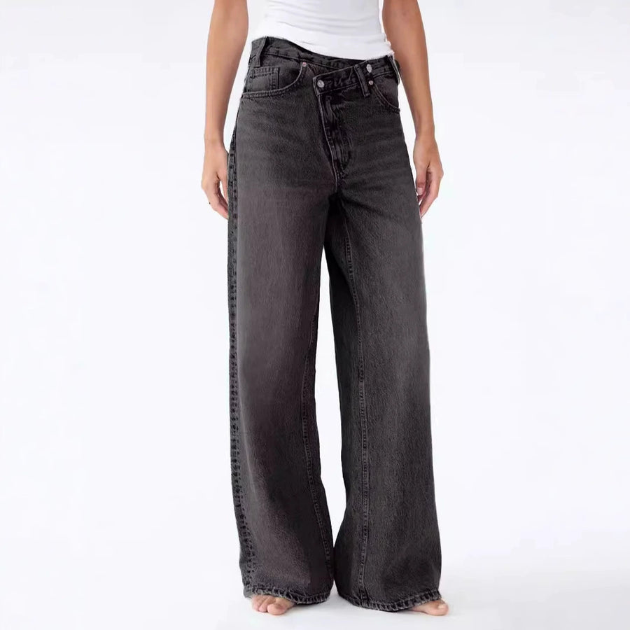 Jean Large Femme Style Y2K Coupe Irrégulière