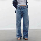Jean Large Femme - Style Y2K Coupe Irrégulière - Bleu clair