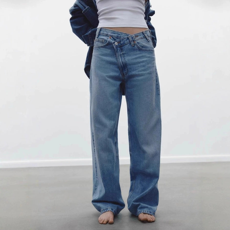 Jean Large Femme Style Y2K Coupe Irrégulière
