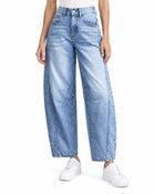 Jean Large Femme - Taille Haute Tombant Décontracté - Bleu clair