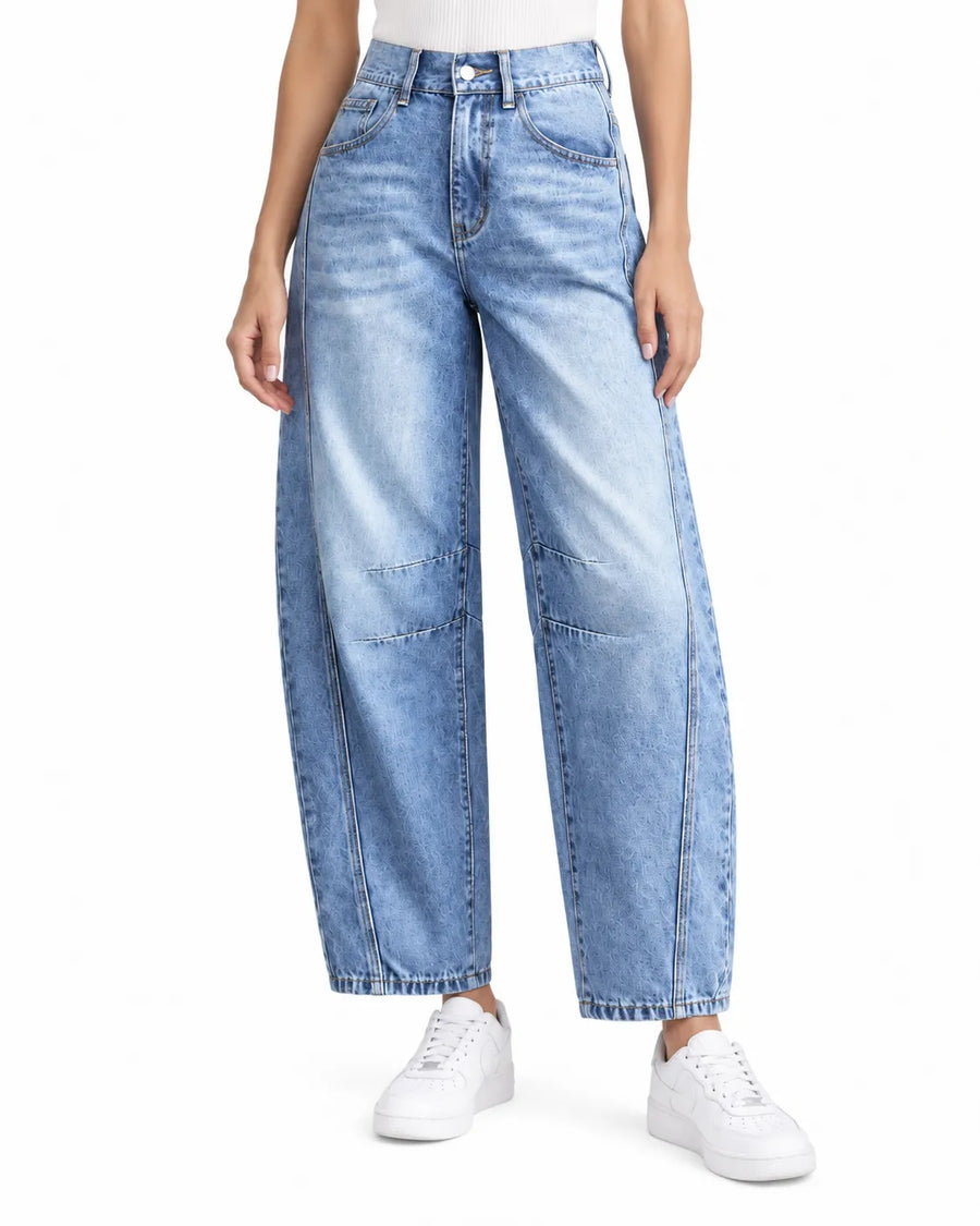 Jean Large Femme Taille Haute Tombant Décontracté
