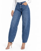 Jean Sarouel Femme - Large Coupe Décontractée - Bleu rétro