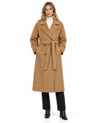 Manteau Long Femme - Oversize Col Cranté Ceinture à Nouer - Marron