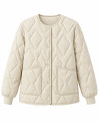 Manteau Matelassé Femme - Grande Taille Fermeture Zippée - Beige