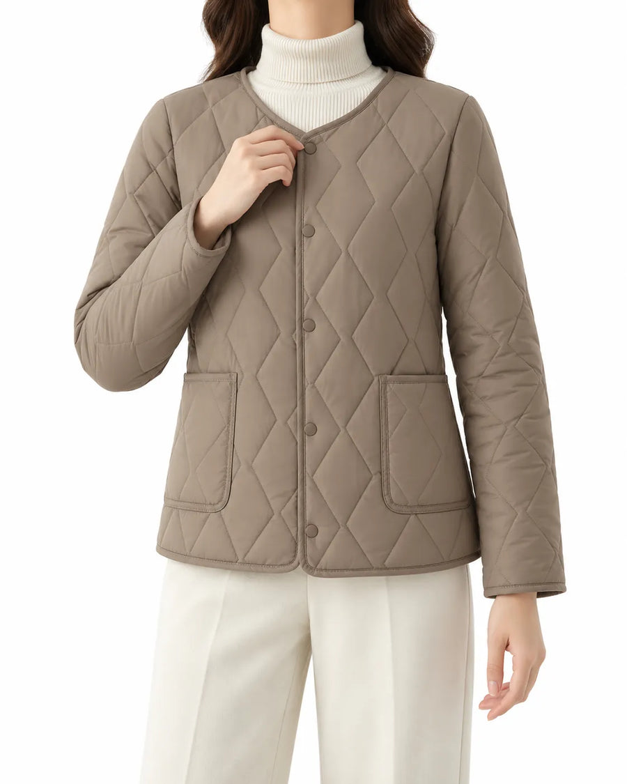 Manteau Matelassé Femme Manches Bordées Fourrure