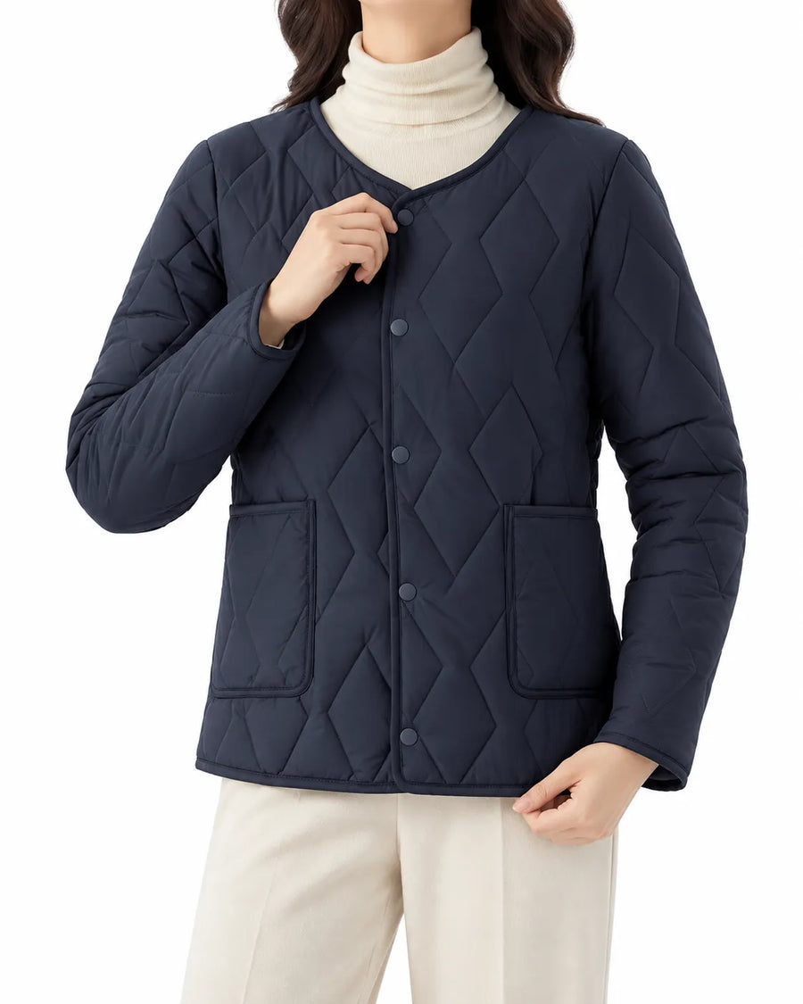 Manteau Matelassé Femme Manches Bordées Fourrure
