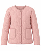 Manteau Matelassé Femme - Manches Bordées Fourrure - Rose pêche