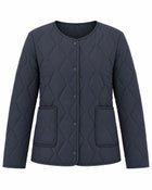 Manteau Matelassé Femme - Manches Bordées Fourrure - Noir