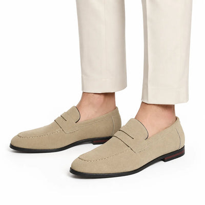 Mocassin homme couleur unie loafer britannique bureau casual - vue face couleur blanc cassé