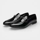Mocassins homme – noir vernis costume mariage élégant - Noir