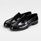 Mocassins homme – costume mariage noir vernis talon - Noir