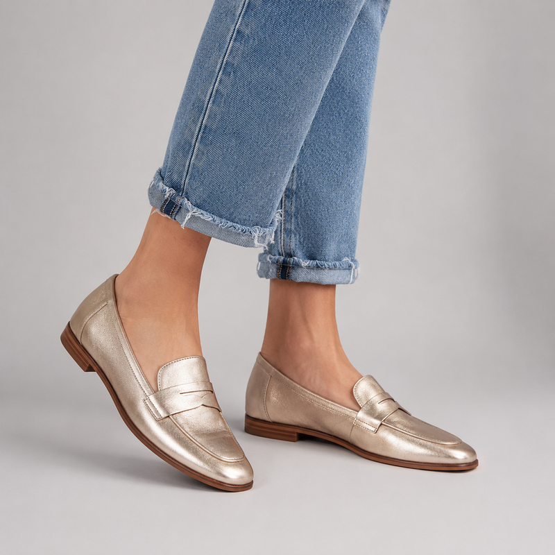 mocassin femme patchwork a bout rond vue principale portée en action