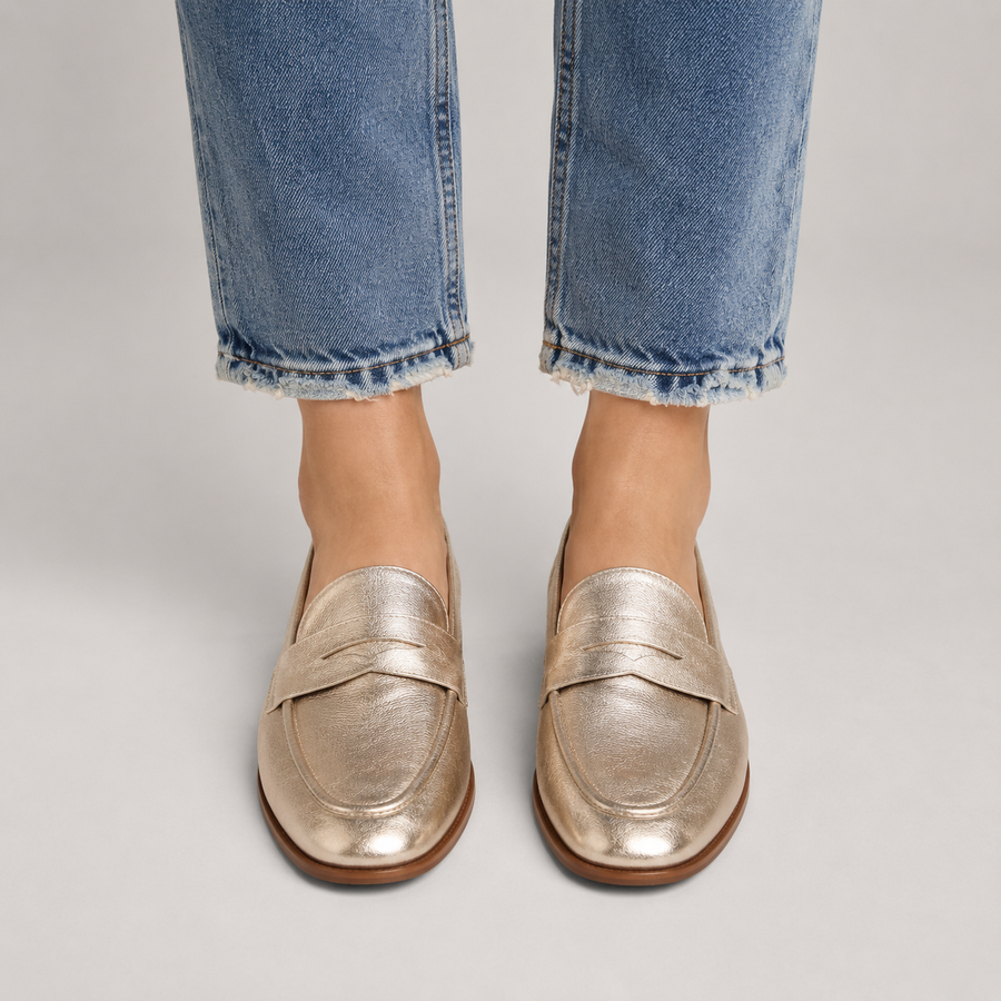mocassin femme patchwork a bout rond vue portée de hauteur