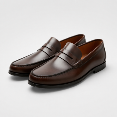 mocassin marron vernis a talon homme principale