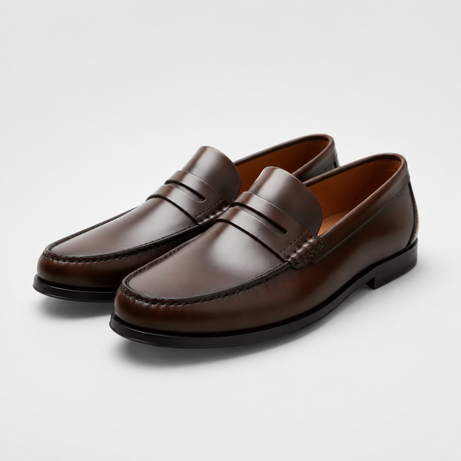 mocassin marron vernis a talon homme principale