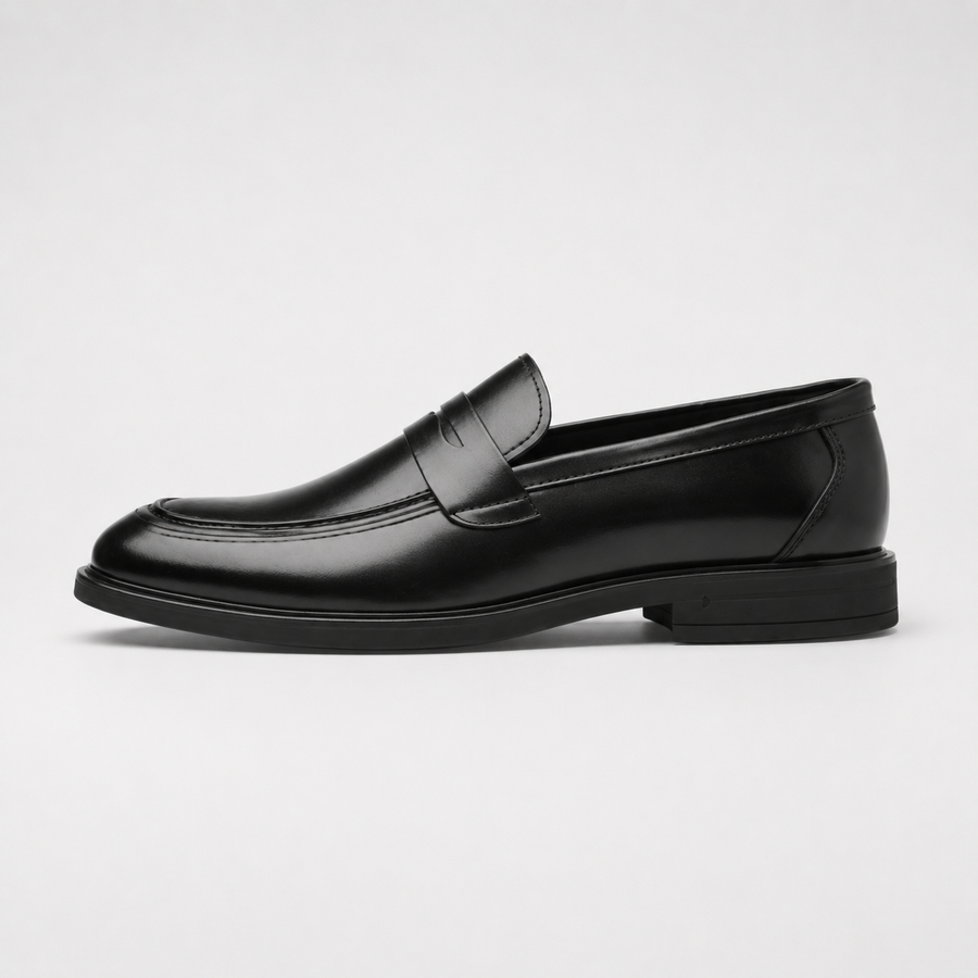 mocassin de ville en cuir noir vue de cote