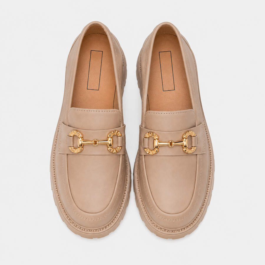 Mocassin femme beige plateforme - vue de dessus