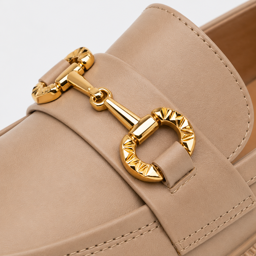 Mocassin femme beige plateforme chunky - vue de dos