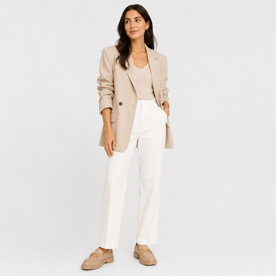 Mocassin femme beige plateforme - gros plan boucle dorée