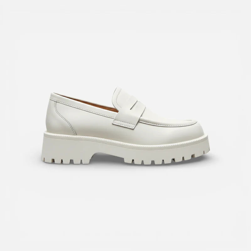 Mocassin femme blanc plateforme - vue de dessus